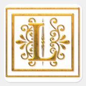 Monogram Golden L Elegante Stickers (Voorkant)