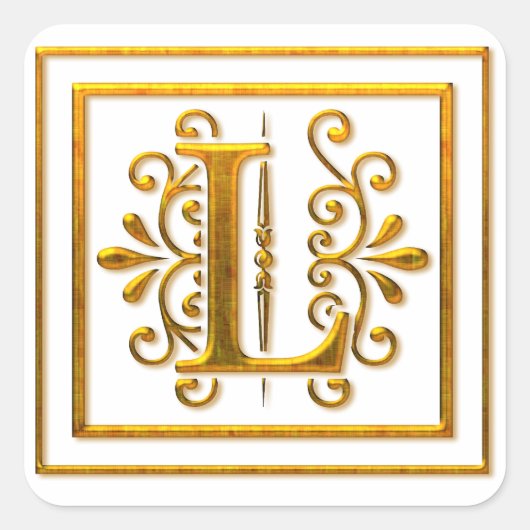 Monogram Golden L Elegante Stickers (Voorkant)