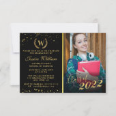 Monogram Golden Laurel Wreath Glitter Afstuderen Kaart (Voorkant)