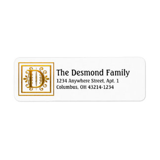 Monogram Golden Letter D Elegant Adresetiketten Etiket