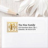 Monogram Golden Letter F Elegant Adresetiketten Etiket (Insitu)