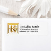 Monogram Golden Letter K Elegant Adresetiketten Etiket (Insitu)