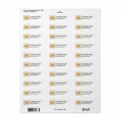 Monogram Golden Letter M Elegant Adresetiketten Etiket (Full Sheet)