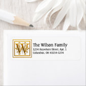 Monogram Golden Letter W Elegant Adresetiketten Etiket (Insitu)