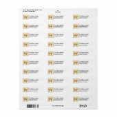 Monogram Golden Letter W Elegant Adresetiketten Etiket (Full Sheet)