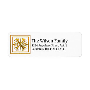 Monogram Golden Letter X Elegant Adresetiketten Etiket