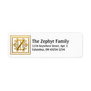 Monogram Golden Letter Z Elegant Adresetiketten Etiket