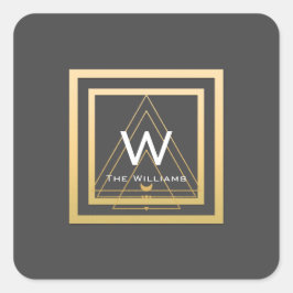 Monogram Golden Lijst Minimal VIP Geometry Grijs Vierkante Sticker