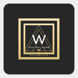 Monogram Golden Lijst Minimal VIP Geometry Zwart Vierkante Sticker
