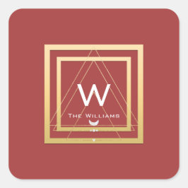 Monogram Golden Lijst Minimalisme Geometrie Drieho Vierkante Sticker