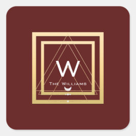 Monogram Golden Lijst Minimalisme Geometriv VIP Vierkante Sticker