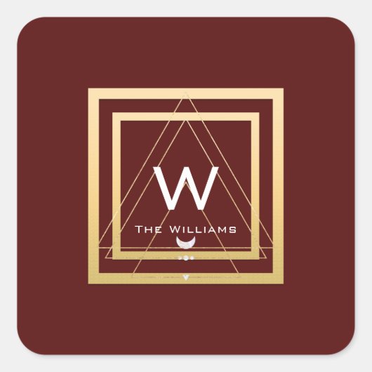 Monogram Golden Lijst Minimalisme Geometriv VIP Vierkante Sticker (Voorkant)