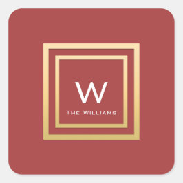 Monogram Golden Lijst Minimalisme Geometry Redboon Vierkante Sticker