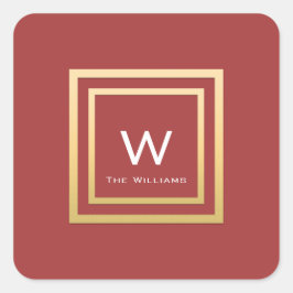 Monogram Golden Lijst Minimalisme Geometry Redboon Vierkante Sticker