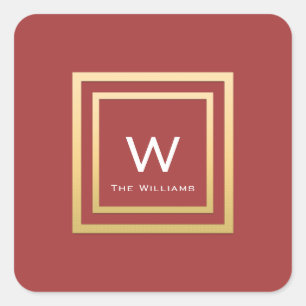 Monogram Golden Lijst Minimalisme Geometry Redboon Vierkante Sticker