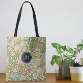 Monogram Golden Lily William Morris Tote Bag