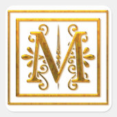 Monogram Golden M Elegante Stickers (Voorkant)