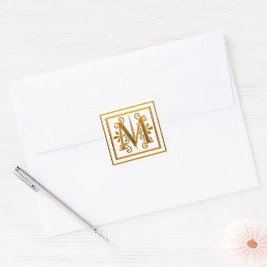 Monogram Golden M Elegante Stickers (Envelop)