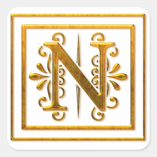 Monogram Golden N Elegant Stickers (Voorkant)