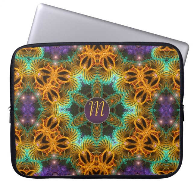 Monogram Golden Paars Magic Star-Notitieboek Laptop Sleeve (Voorkant)