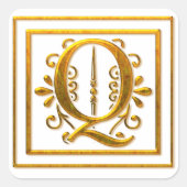 Monogram Golden Q Elegant Stickers (Voorkant)
