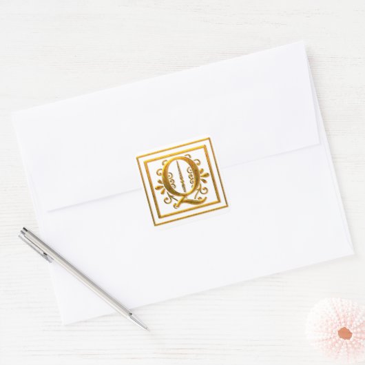 Monogram Golden Q Elegant Stickers (Envelop)