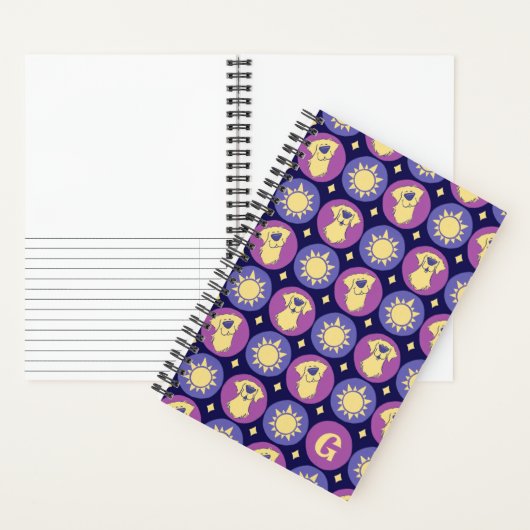 Monogram Golden Retriever Whimsical Sun Custom Notitieboek (Binnen)