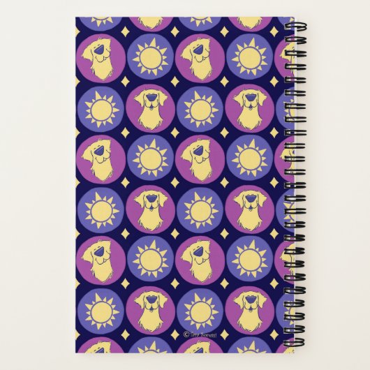 Monogram Golden Retriever Whimsical Sun Custom Notitieboek (Achterkant)