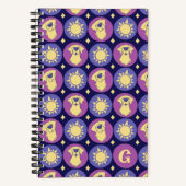 Monogram Golden Retriever Whimsical Sun Custom Notitieboek (Voorkant)