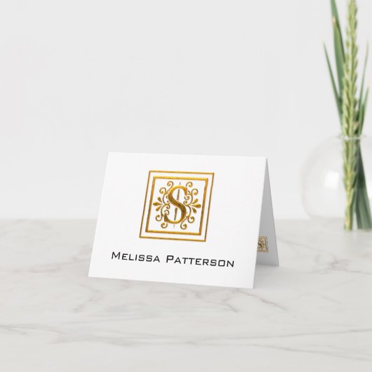 Monogram Golden S Elegant Personal Note Kaart (Voorkant)