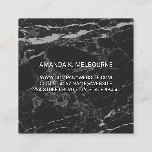 Monogram | Golden Shine | Black Marble Vierkante Visitekaartje (Achterkant)