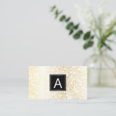 Monogram | Golden Texture Background Visitekaartje (Staand voorkant)