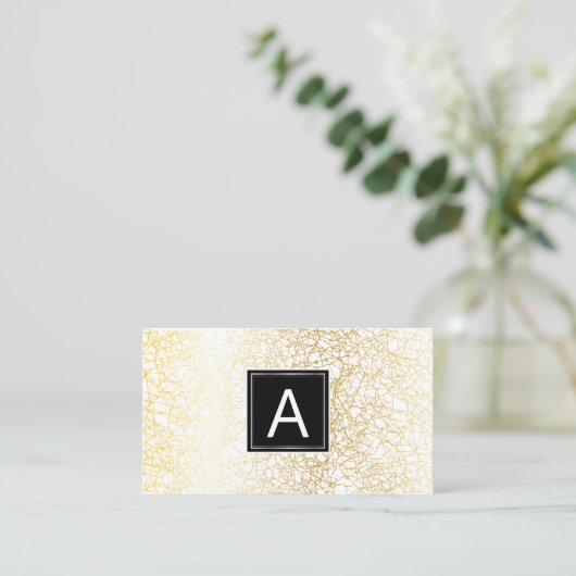 Monogram | Golden Texture Background Visitekaartje (Staand voorkant)