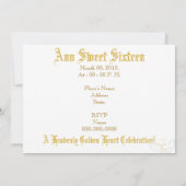 Monogram Golden Winged Heart Sweet 16-Cust. Kaart (Achterkant)