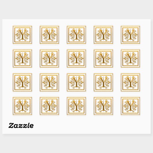 Monogram Golden Y Elegante Stickers (Vel)