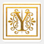 Monogram Golden Y Elegante Stickers (Voorkant)