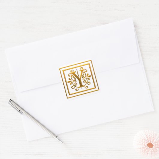 Monogram Golden Y Elegante Stickers (Envelop)