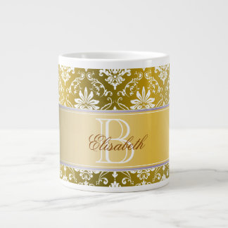 Monogram Golden Yellow en White Damask Grote Koffiekop