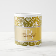 Monogram Golden Yellow en White Damask