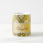 Monogram Golden Yellow en White Damask Koffiemok (Center)