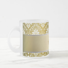 Monogram Golden Yellow en White Damask Matglas Koffiemok