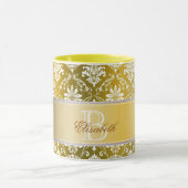 Monogram Golden Yellow en White Damask Mok (Midden)