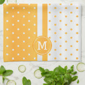 Monogram Golden Yellow en White Polka Dot Theedoek (Gevouwen)