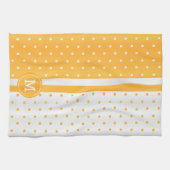 Monogram Golden Yellow en White Polka Dot Theedoek (Horizontaal)