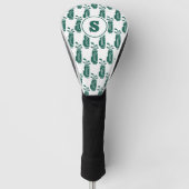 Monogram Golf Bag Patroon Modern Preppy Groen Golfheadcover (Voorkant)
