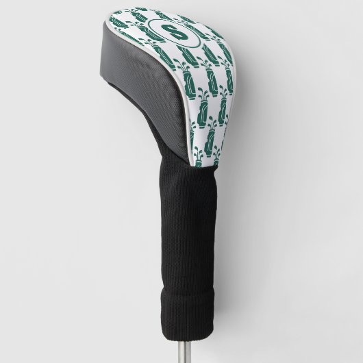 Monogram Golf Bag Pattern Modern Preppy Green Golfheadcover (Schuin)