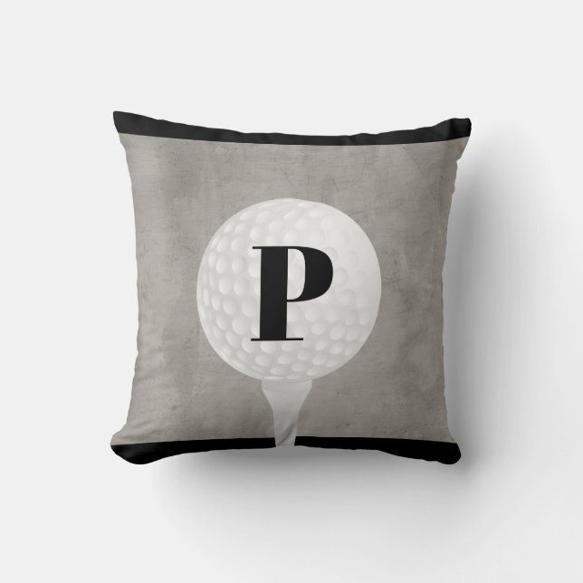 Monogram Golf Ball Kussen Design Distressed Grey (Voorkant)