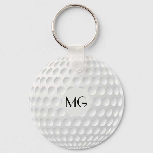Monogram Golf Ball Round Sleutelhanger (Voorkant)