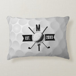 Monogram Golf Ball Texture & Club Initiaal Accent Kussen