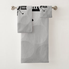 Monogram Golf Ball Texture & Club Initiaal Bad Handdoek